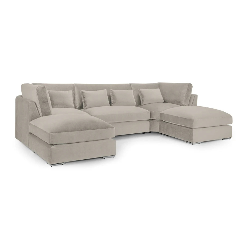 Belgravia U-Shape Corner Sofa in Beige – Large Family Sofa with Soft Upholstery