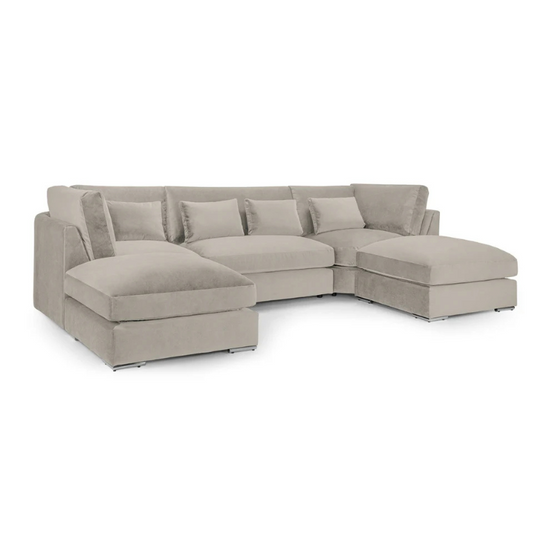 Belgravia U-Shape Corner Sofa in Beige – Large Family Sofa with Soft Upholstery