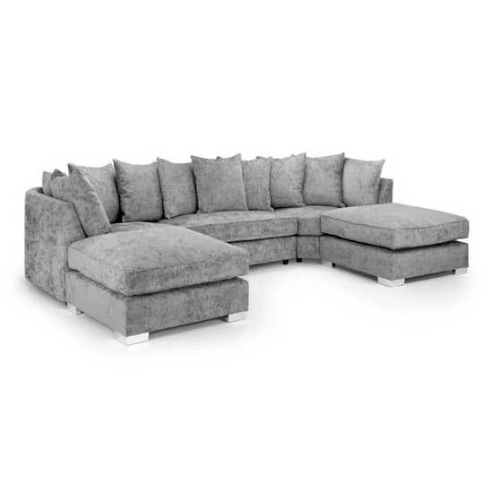 Bishop Platinum U Shape Scatterback Corner Sofa – Large Modular Fabric Couch