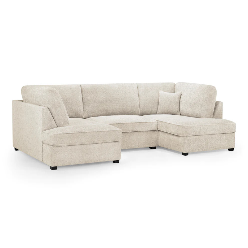 Carnaby U-Shaped Corner Sofa in Boucle Beige – Large Modern Sofa with Removable Cushions