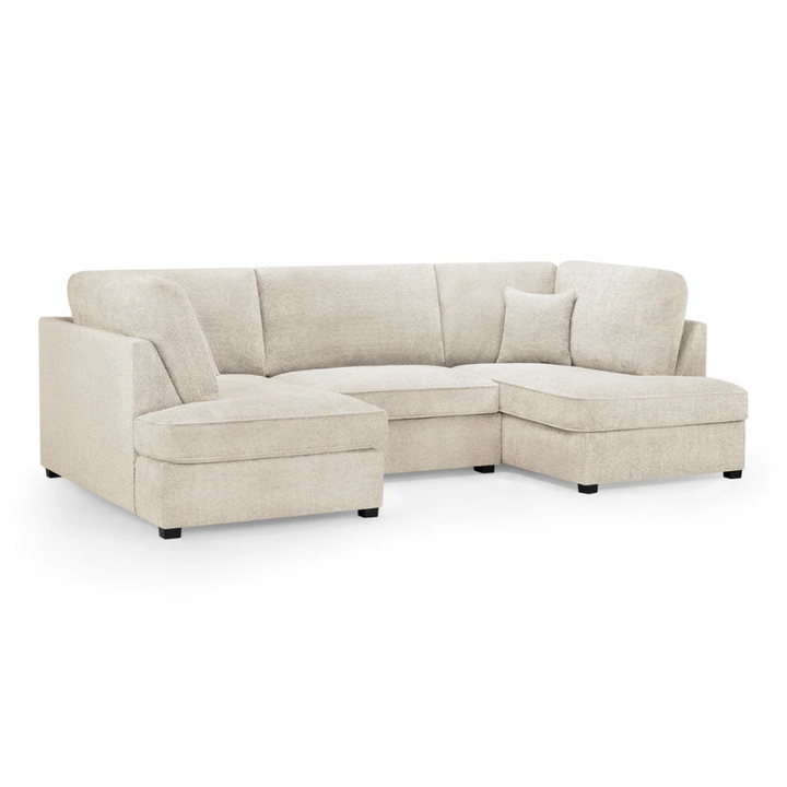 Carnaby U-Shaped Corner Sofa in Boucle Beige – Large Modern Sofa with Removable Cushions