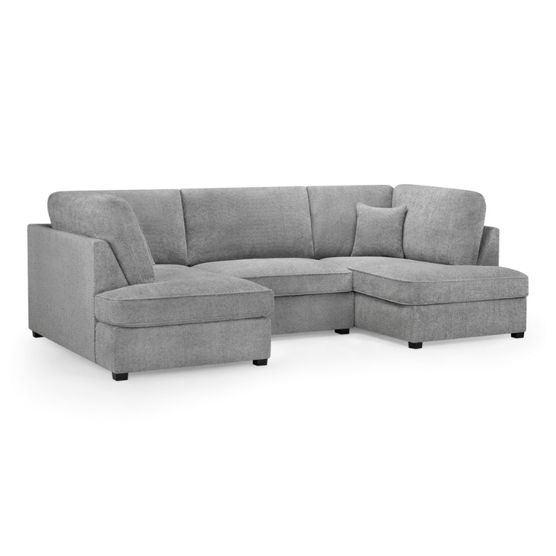 Carnaby U-Shaped Corner Sofa in Boucle Grey – Modern Large Sofa with Removable Cushions