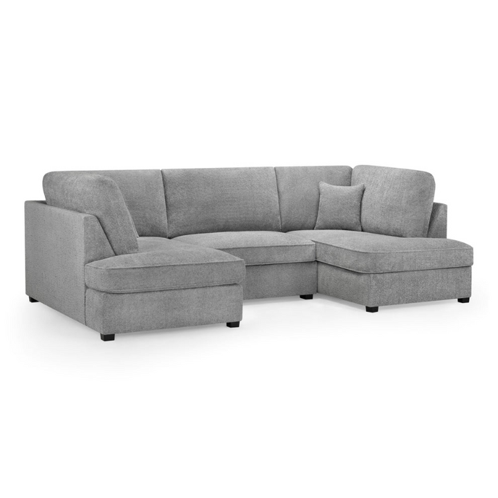 Carnaby U-Shaped Corner Sofa in Boucle Grey – Modern Large Sofa with Removable Cushions