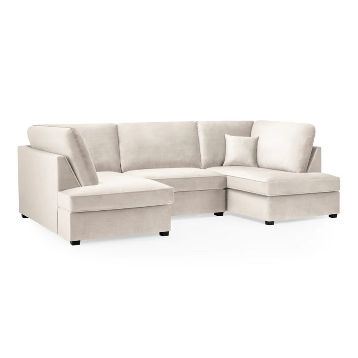 Carnaby U-Shaped Corner Sofa in Plush Beige – Spacious Family Sofa with Removable Cushions