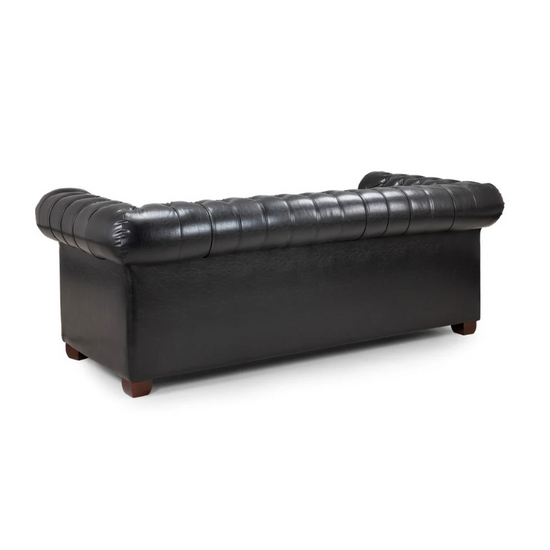 Chesterfield 3 Seater Sofa in Black – Button-Tufted Design with Wooden Feet