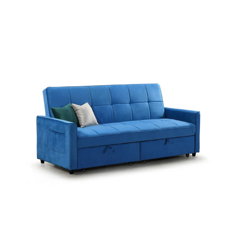 Elegance 3 Seater Sofa Bed – Plush Blue Convertible Couch for Living Room