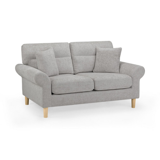 Florence 2 Seater Sofa – Silver Chenille Fabric Couch with Scroll Arms