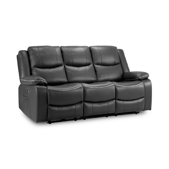 Harald Black 3 Seater Electric Recliner Sofa – Leather-Effect Power Reclining Couch