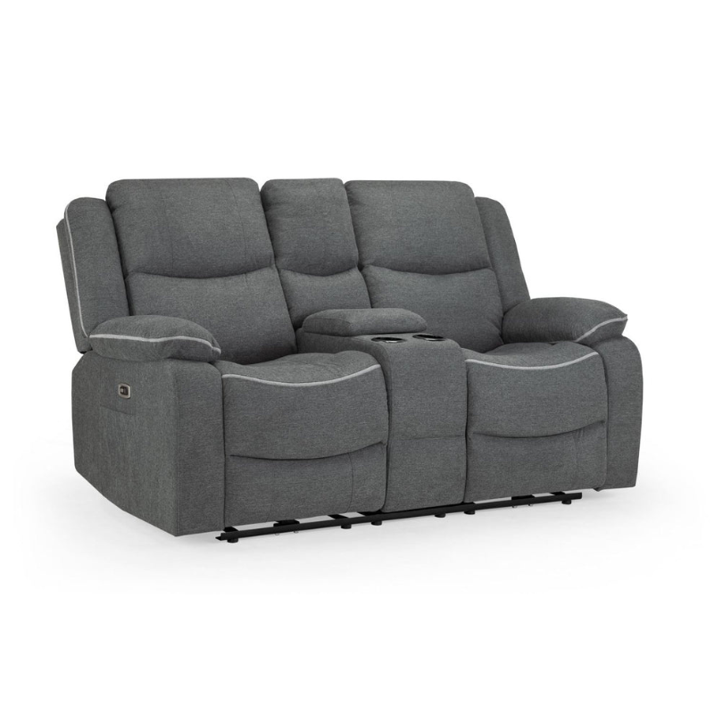 Harald Graphite Grey 2 Seater Electric Recliner Sofa – Power Reclining Leather-Effect Couch