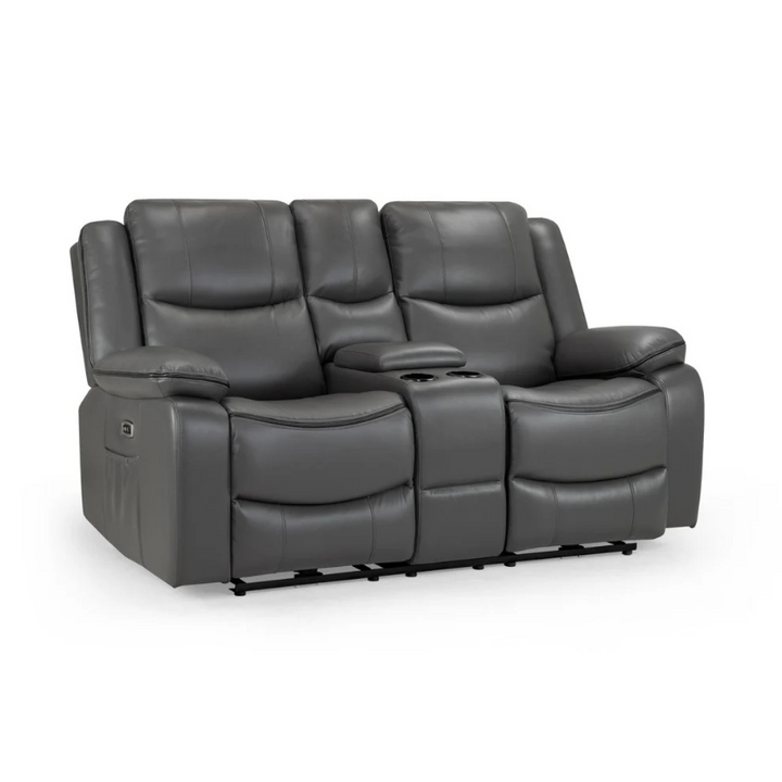 Harald Grey Electric Recliner Sofa – 2 Seater Power Reclining Leather-Effect Couch