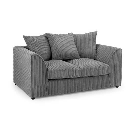 Harley Jumbo Cord Grey 2 Seater Sofa – Compact Plush Fabric Couch for Small Living Spaces