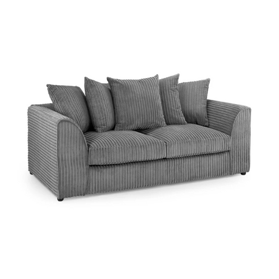 Harley Jumbo Cord Grey 3 Seater Sofa – Large Fabric Couch for Living Room Comfort