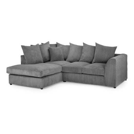 Harley Jumbo Cord Grey Left Hand Facing Corner Sofa – Large Fabric Couch for Living Room