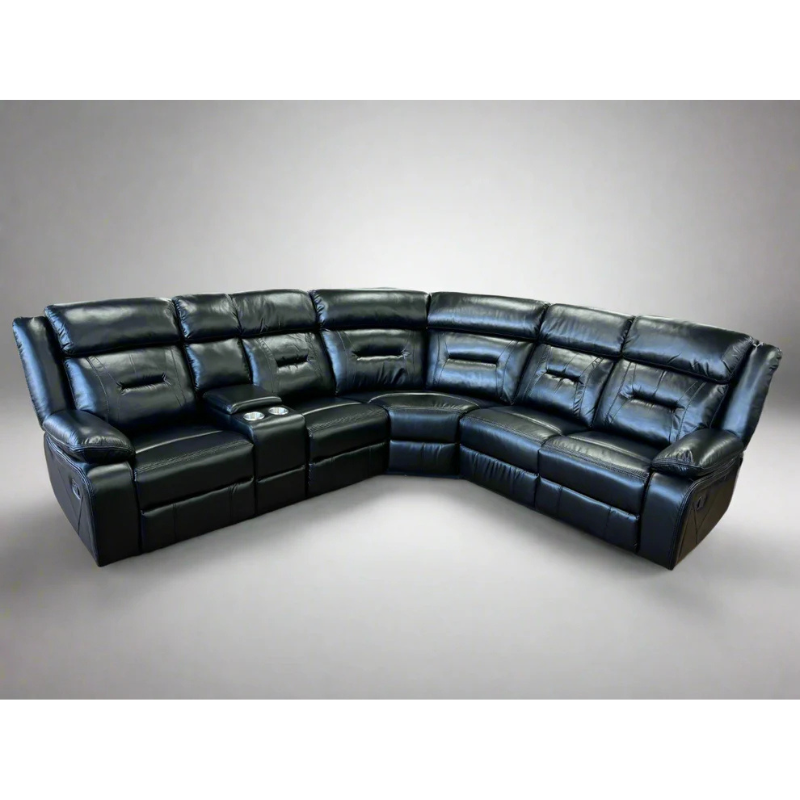 Poppy Recliner Sofa Black Large Corner – Spacious Comfort with Modern Style