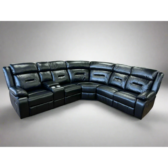 Poppy Recliner Sofa Black Large Corner – Spacious Comfort with Modern Style