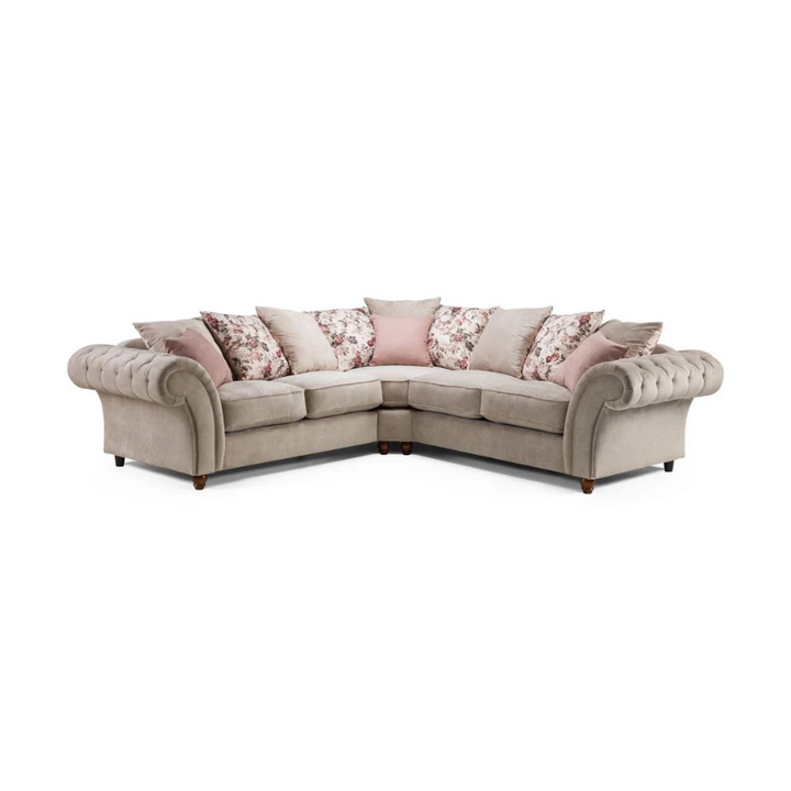 Roma Chesterfield Sofa Beige Large Corner – Timeless Chesterfield Luxury for Spacious Living