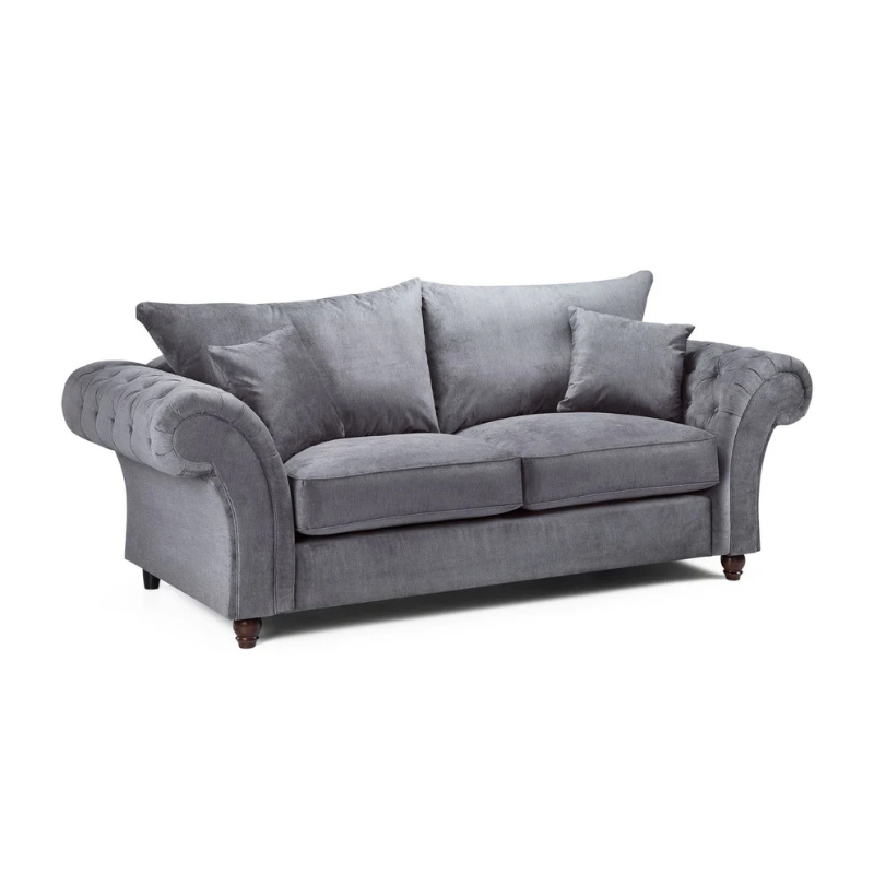 Windsor Fullback Sofa Grey 3 Seater – Classic Elegance with Spacious Comfort