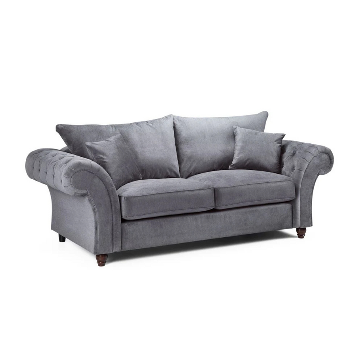 Windsor Fullback Sofa Grey 3 Seater – Classic Elegance with Spacious Comfort