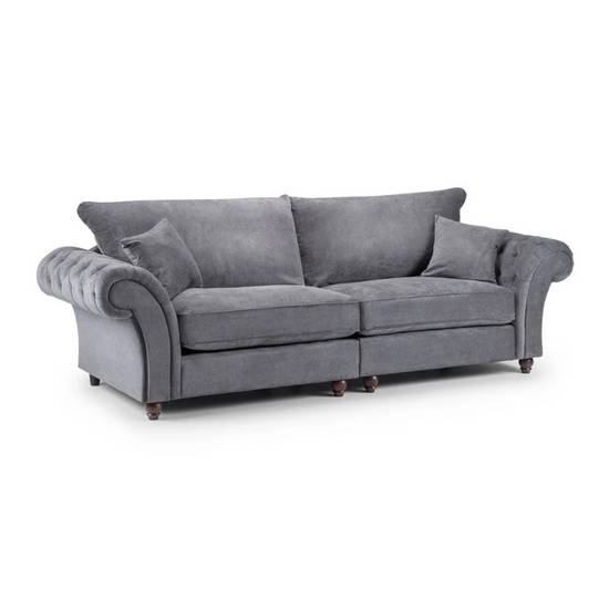 Windsor Fullback Sofa Grey 4 Seater – Grand Style with Ultimate Comfort