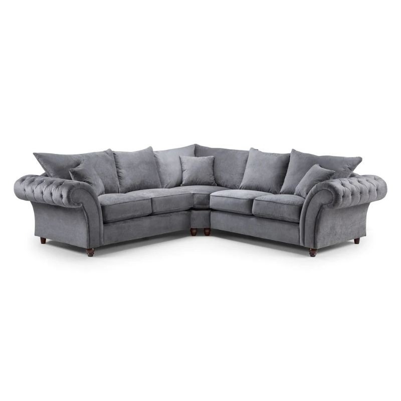 Windsor Fullback Sofa Grey Large Corner – Spacious Comfort with Classic Elegance