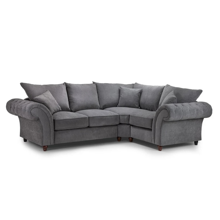 Windsor Fullback Sofa Grey Right Hand Facing Corner – Elegant Style with Spacious Comfort