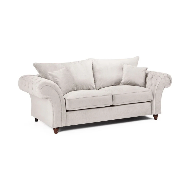 Windsor Fullback Sofa Stone 3 Seater – Classic Comfort with Timeless Elegance