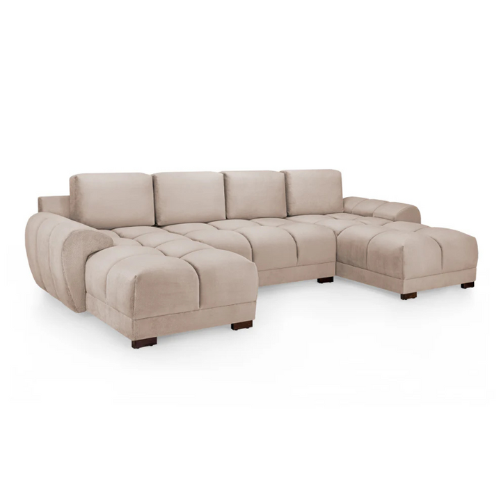 Azzuro Sofa Mocha U Shape Corner – Spacious Seating with Warm Modern Style