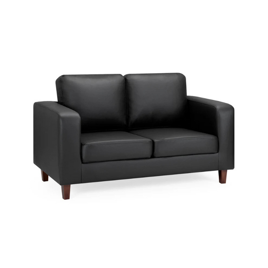 Box Sofa Black 2 Seater – Modern Faux Leather Compact Sofa