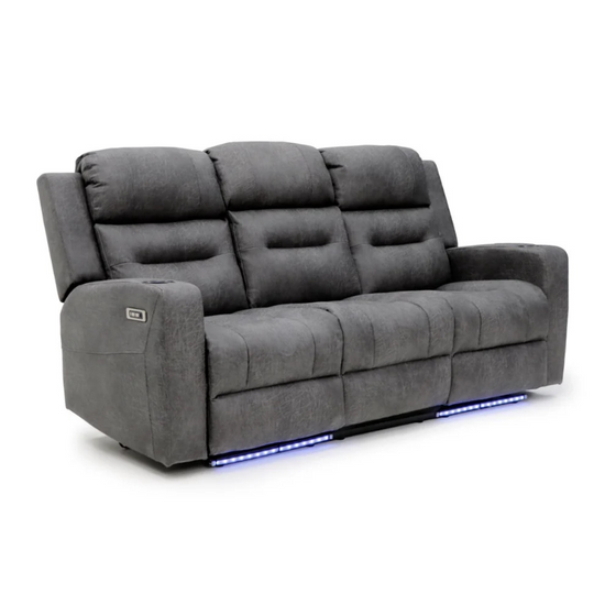 C-Love Tech Recliner Sofa – 3 Seater Grey | Luxury Electric Recliner