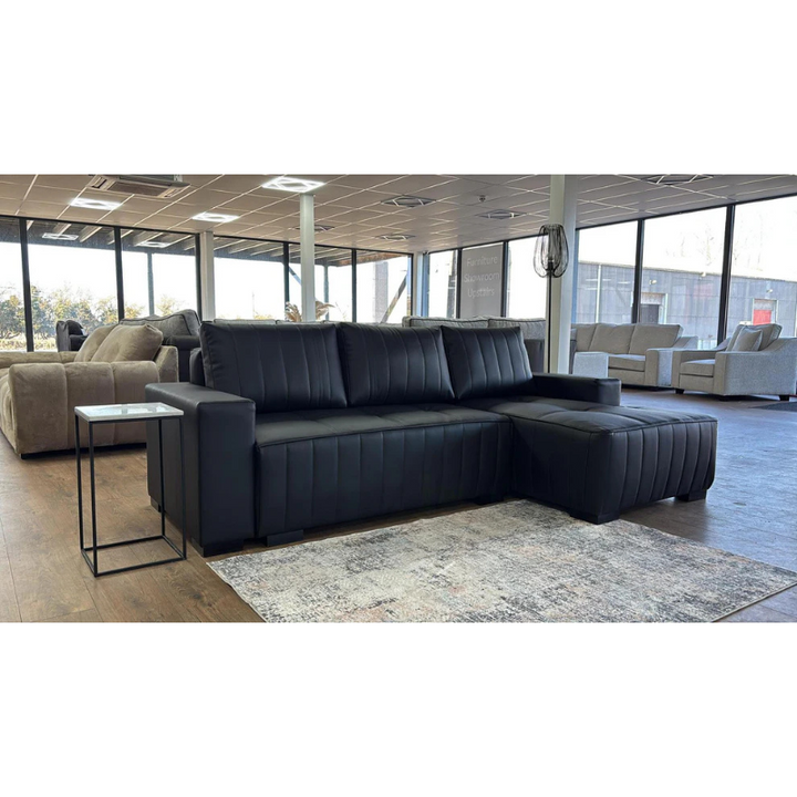 Hugo Right Hand Corner Sofabed – Black Faux Leather | Modern Sofa Bed