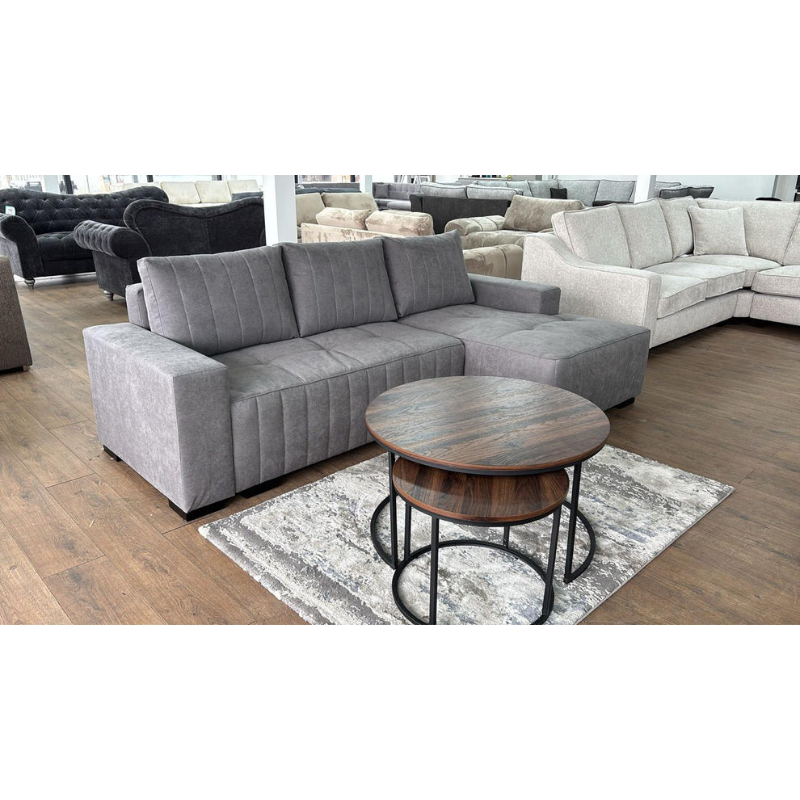 Hugo Right Hand Corner Sofabed – Grey | Stylish Sofa Bed with Storage