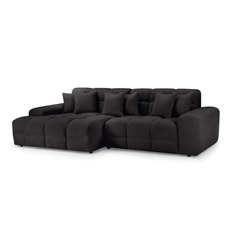 Jacob Left Hand Corner Sofa – Black | Modern L-Shaped Fabric Sofa