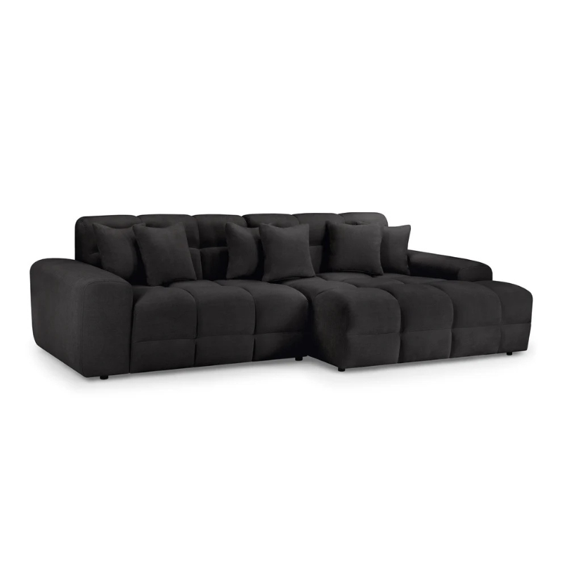 Jacob Right Hand Corner Sofa – Black | Modern L-Shaped Fabric Sofa