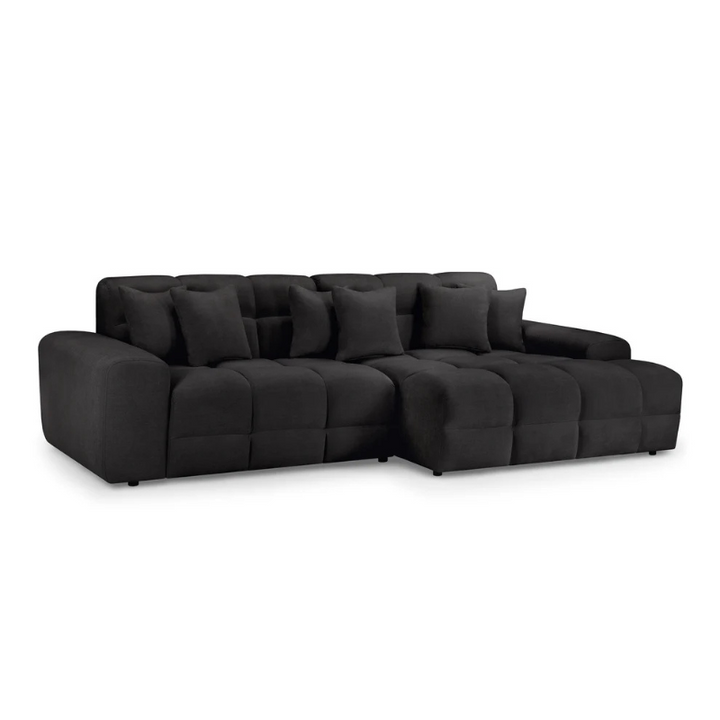Jacob Right Hand Corner Sofa – Black | Modern L-Shaped Fabric Sofa