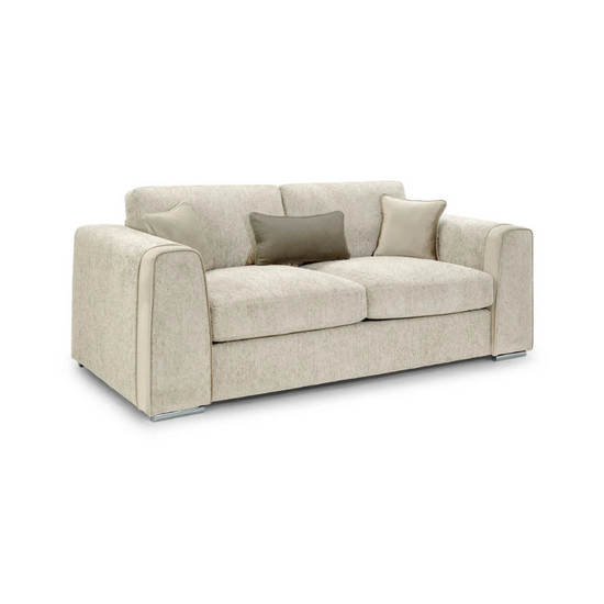 Naples 3 Seater Sofa – Beige | Modern Fabric Sofa for Spacious Living