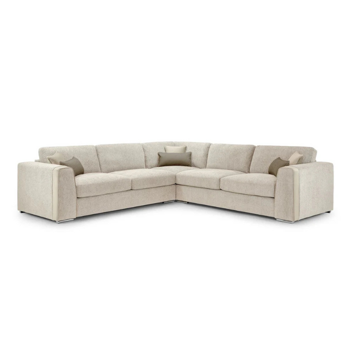 Naples Large Corner Sofa – Beige | Spacious Modern Fabric Sofa