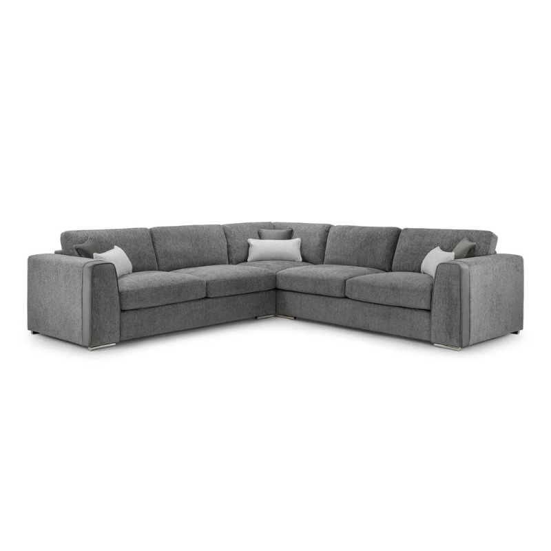 Naples Large Corner Sofa – Grey | Modern Fabric Corner Couch for Spacious Comfort