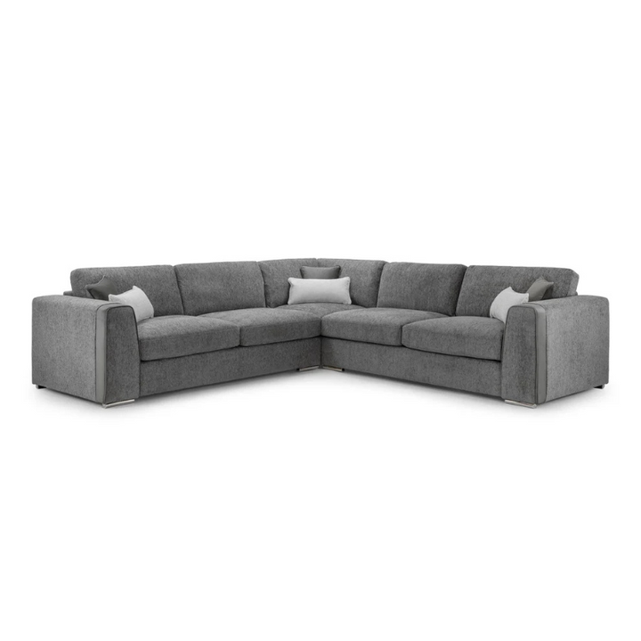 Naples Large Corner Sofa – Grey | Modern Fabric Corner Couch for Spacious Comfort