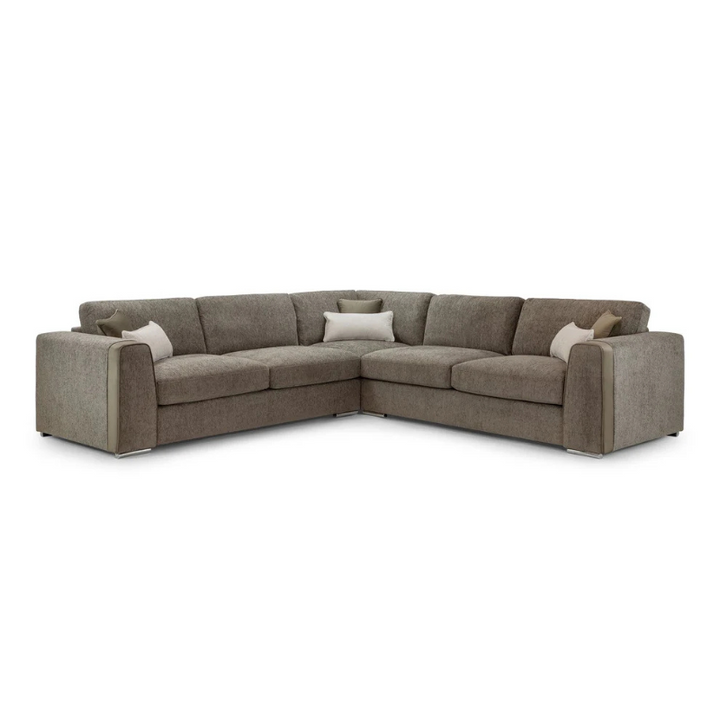 Naples Large Corner Sofa – Mocha | Spacious Fabric Corner Couch for Family Comfort
