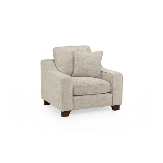 Nebraska Armchair – Stone | Modern Neutral Fabric Accent Chair for Any Living Room