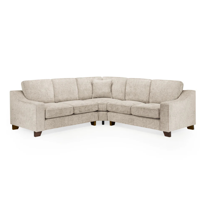 Nebraska Large Corner Sofa – Stone | Spacious Neutral Fabric Corner Couch for Stylish Living