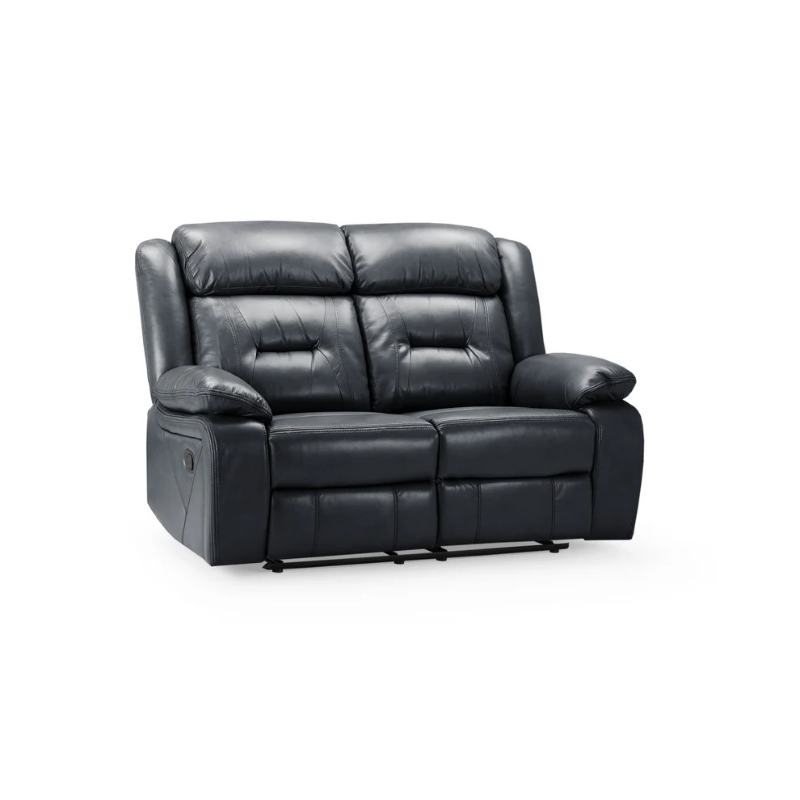 Novie 2 Seater Recliner Sofa – Black | Compact Leather-Look Reclining Couch