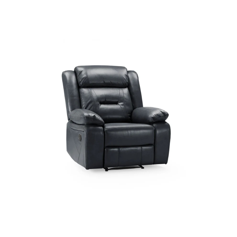 Novie Recliner Armchair – Black | Single Leather-Look Reclining Chair for Modern Homes