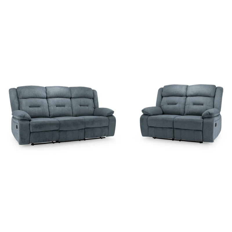 Novie Recliner Sofa Set – Grey Fabric 3+2 Seater | Matching Reclining Suite for Modern Living Rooms