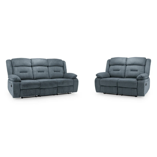Novie Recliner Sofa Set – Grey Fabric 3+2 Seater | Matching Reclining Suite for Modern Living Rooms