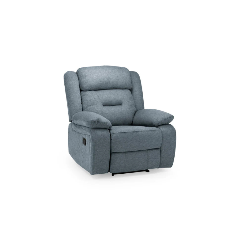 Novie Recliner Armchair – Grey Fabric | Single Reclining Seat with Soft Upholstery
