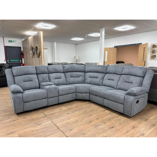 Poppy Large Corner Recliner Sofa – Grey Fabric | Spacious L-Shaped Reclining Suite