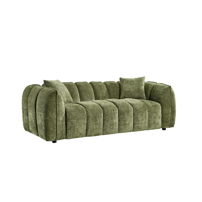 Venice 3 Seater Sofa – Olive | Spacious Olive Fabric Sofa for Contemporary Living Rooms