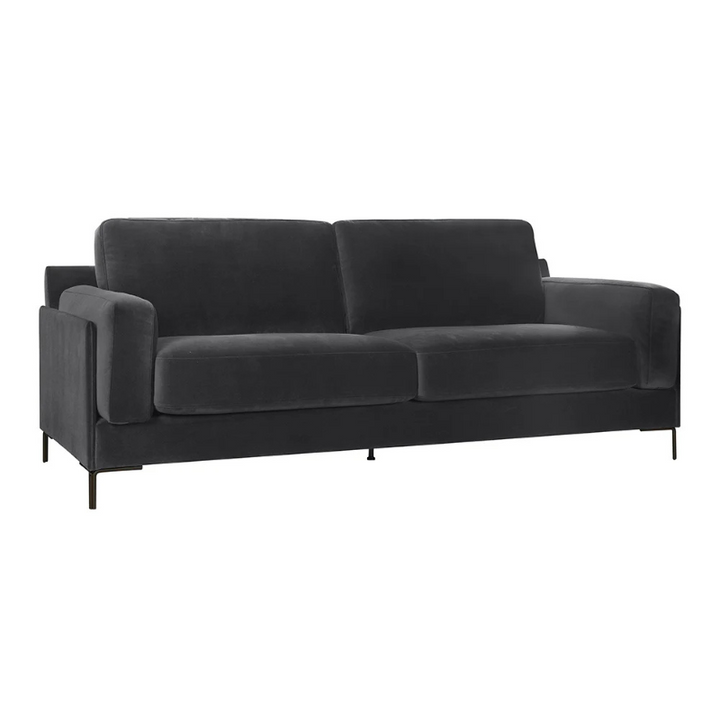 Aubyn 3-Seater Sofa - Dark Grey | Velvet Upholstered Modern Design
