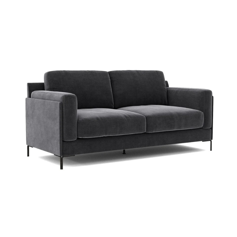 Aubyn 2-Seater Sofa – Dark Grey Velvet | Modern Design